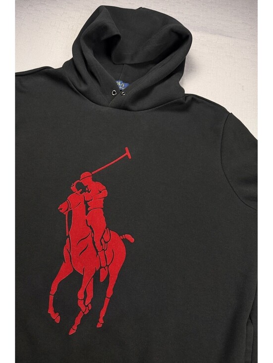 Ralph Lauren Other - Polo Ralph Lauren Men’s Large Black Hoodie Red Big Pony Pullover Sweatshirt